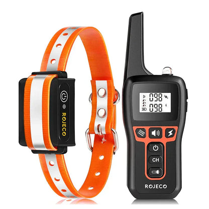 Collier Dressage Chien Électrique Avec Portée 1000m Et Modes Multiples Pet collar Electro Paris Col Orange 1