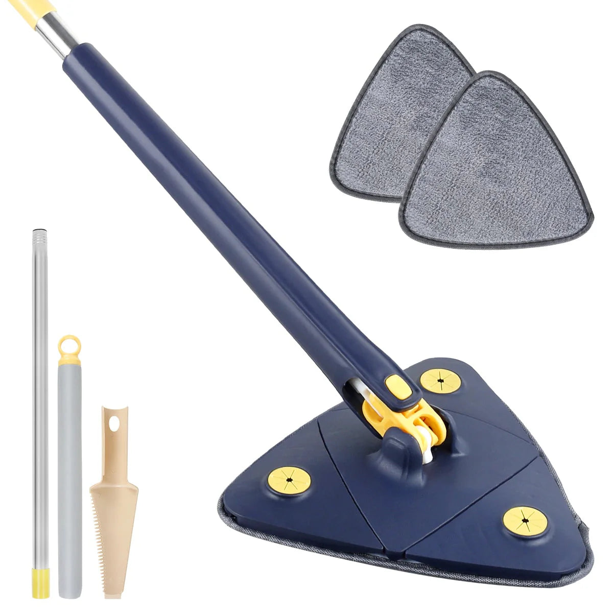 Serpillière Rotative 360° Avec Tête Triangulaire Pour Nettoyage Complet Et Facile Des Coins Home cleaning tool Electro Paris Ensemble de vadrouille triangulaire (Comprend 2 chiffon)