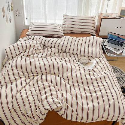 Literie En Coton Rayée Classique Avec Taies Et Draps – Confort Élégant Pour Votre Chambre Bedding Electro Paris