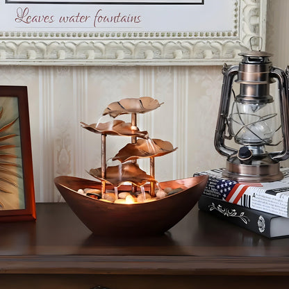 Tischbrunnen Avec LED – Fontaine De Table Vintage En Forme De Feuille En Métal Water fountain Electro Paris