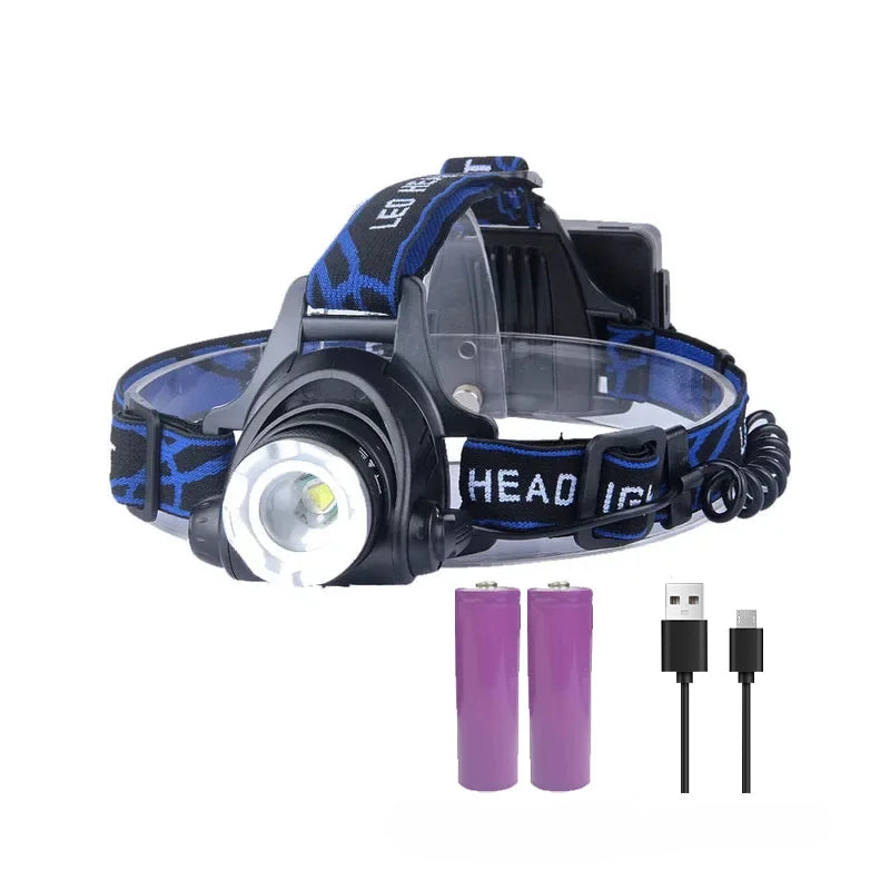 Lampe Frontale LED Puissante Et Étanche Avec Zoom Et Batterie Rechargeable Headlight Electro Paris