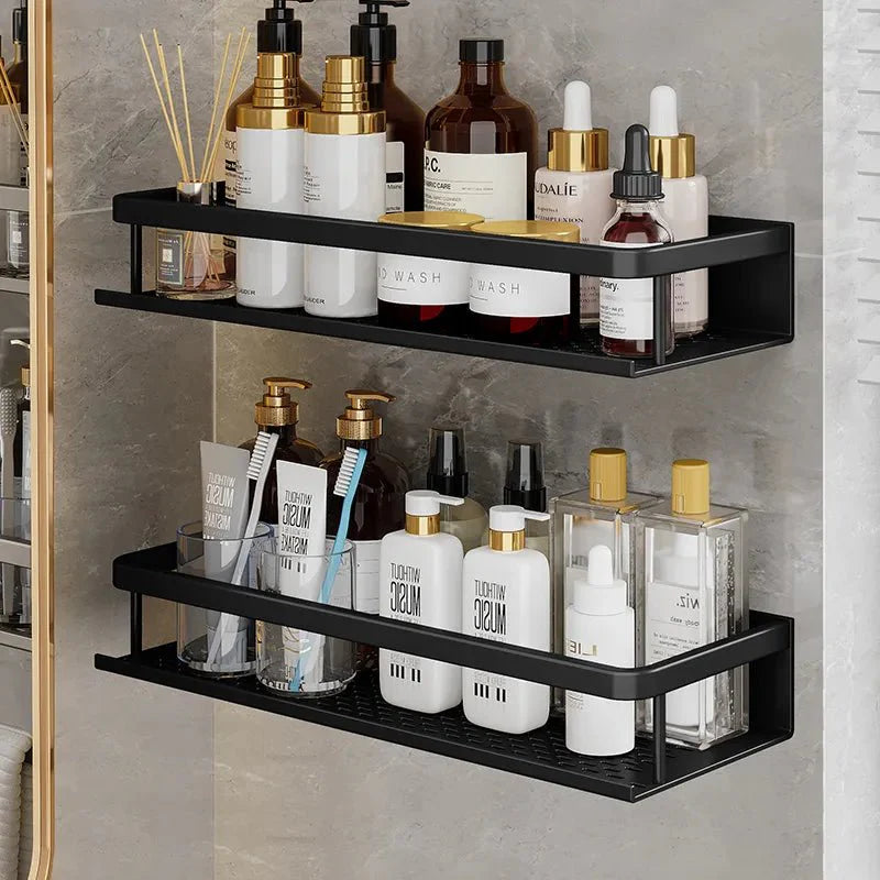 Étagère Murale En Aluminium Noir Mat – Rangement De Douche Stylé Et Pratique Bathroom storage shelf Electro Paris
