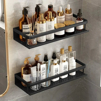 Étagère Murale En Aluminium Noir Mat – Rangement De Douche Stylé Et Pratique Bathroom storage shelf Electro Paris