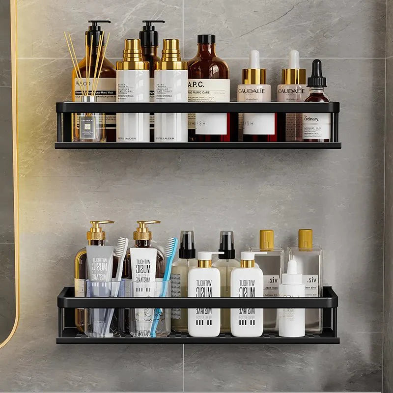 Étagère Murale En Aluminium Noir Mat – Rangement De Douche Stylé Et Pratique Bathroom storage shelf Electro Paris