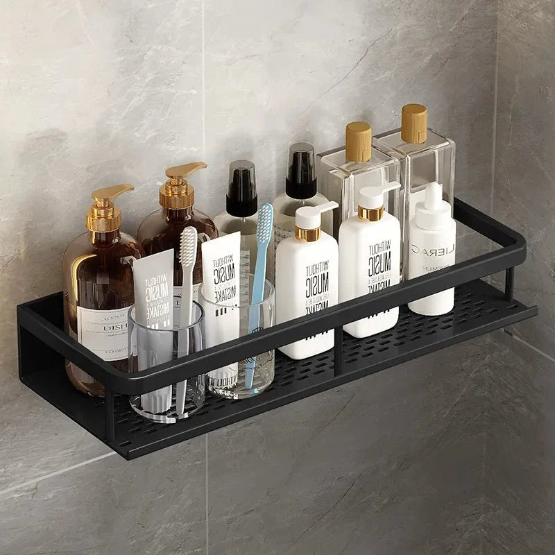 Étagère Murale En Aluminium Noir Mat – Rangement De Douche Stylé Et Pratique Bathroom storage shelf Electro Paris Moyen(40 cm)