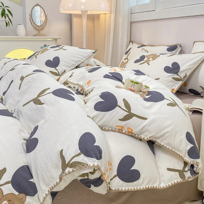 Literie – Floral Bedding Set Avec Motifs Cerises Et Fleurs Pour Une Chambre Fraîche Et Colorée Bedding Electro Paris Tulipe Simple - 3 pièces