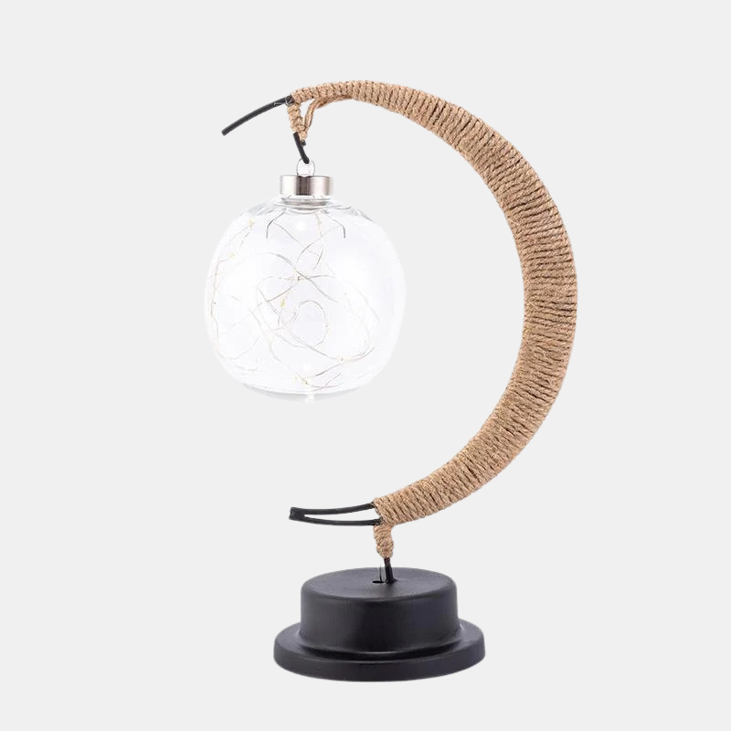 Lampe décorative LED en forme de lune en rotin tressé Lampe de table Electro Paris Blanc chaud