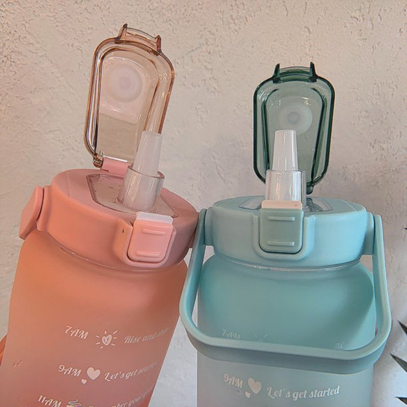 Bouteille D’eau Motivée 2L Écologique Avec Couvercle Anti-Fuite Et Système De Seringue Intégré Water Bottles Electro Paris