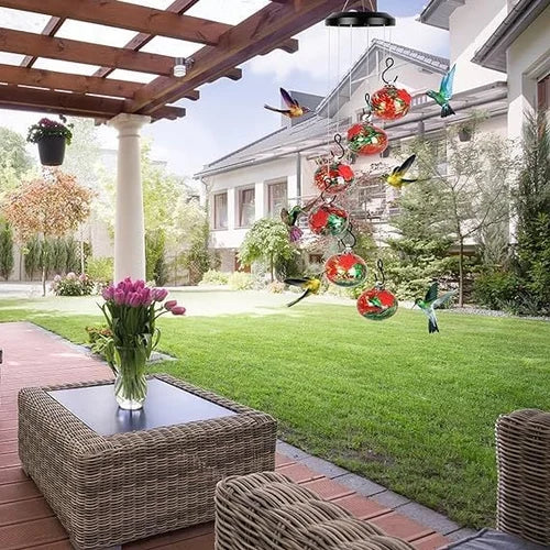 Mangeoire À Colibris Avec Carillons Et Design Coloré Pour Jardin Et Terrasse bird chime Electro Paris