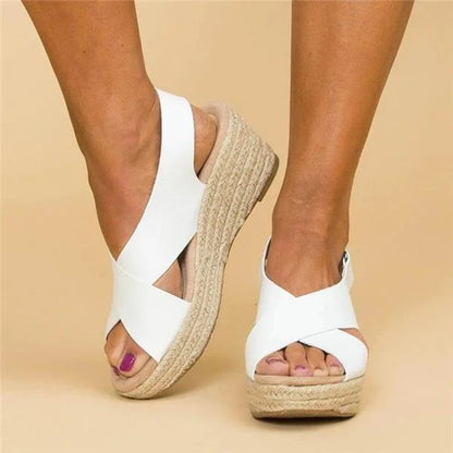 Sandales d’été pour femmes offrant confort maximal et look élégant avec talon compensé Women Sandals Electro Paris Blanc 35