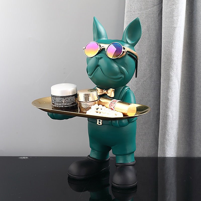 Statue De Bouledogue Français En Résine Et PVC Pour Décoration Intérieure Élégante Figurines et Statues Electro Paris Vert debout