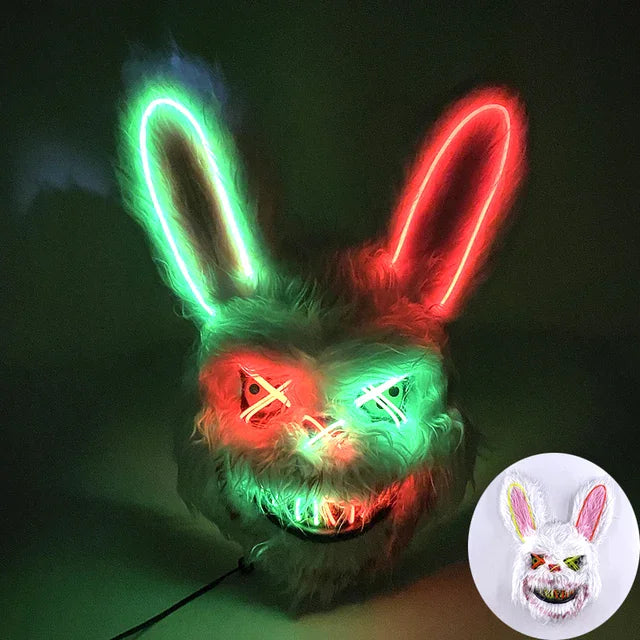 Masque LED Lumineux d'horreur – Visage Effrayant qui s'illumine pour Halloween Toys & Games Electro Paris Rouge Vert Lapine