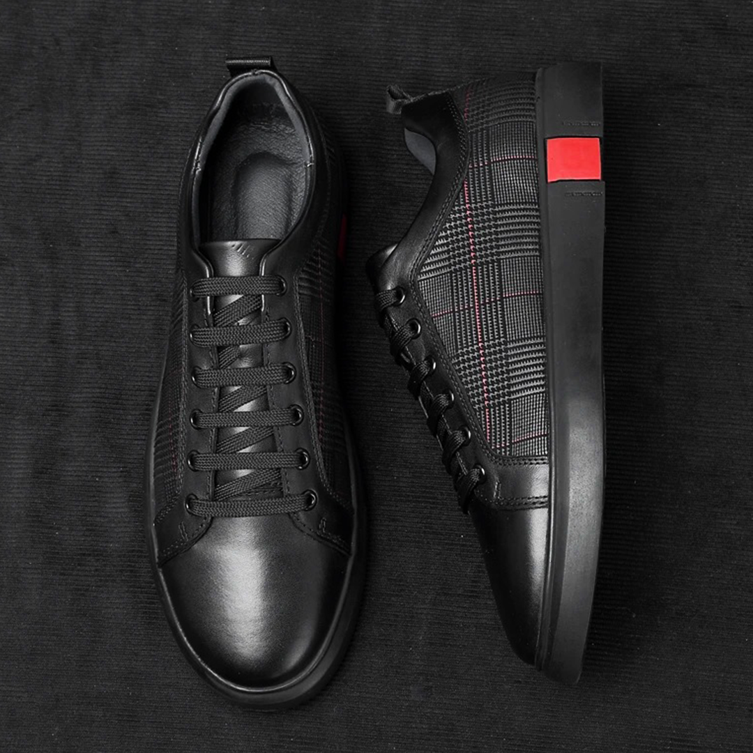Baskets En Cuir Haut De Gamme Avec Design À Carreaux Pour Un Style Urbain Élégant Sneakers Electro Paris