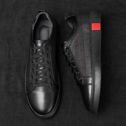 Baskets En Cuir Haut De Gamme Avec Design À Carreaux Pour Un Style Urbain Élégant Sneakers Electro Paris