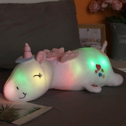 Peluche Licorne Lumineuse – Un Ami Câlin avec une Lueur Arc-en-Ciel Magique à LED Lighting Electro Paris Blanc 60CM