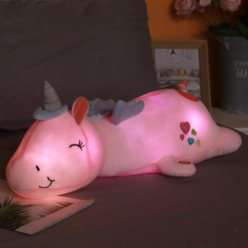 Peluche Licorne Lumineuse – Un Ami Câlin avec une Lueur Arc-en-Ciel Magique à LED Lighting Electro Paris Rose 60CM