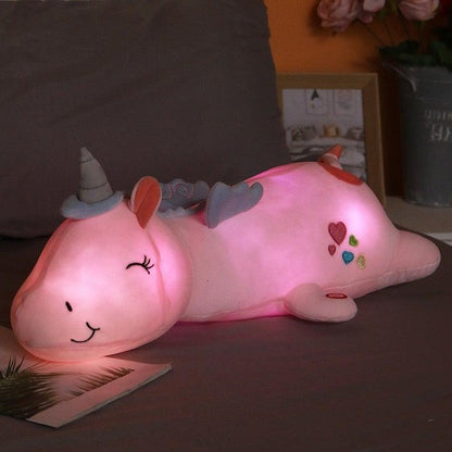 Peluche Licorne Lumineuse – Un Ami Câlin avec une Lueur Arc-en-Ciel Magique à LED Lighting Electro Paris Rose 60CM