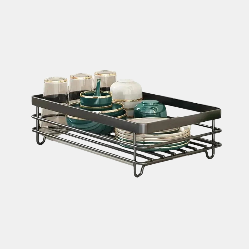 Égouttoir Flexible en Acier – Étagère de Cuisine Réglable, Double Couche, Noir ou Blanc, Économiseur d’Espace Rangement et organisation de cuisine Electro Paris Noir