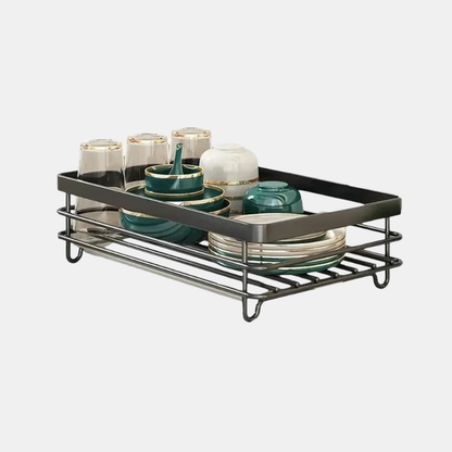 Égouttoir Flexible en Acier – Étagère de Cuisine Réglable, Double Couche, Noir ou Blanc, Économiseur d’Espace Rangement et organisation de cuisine Electro Paris Noir