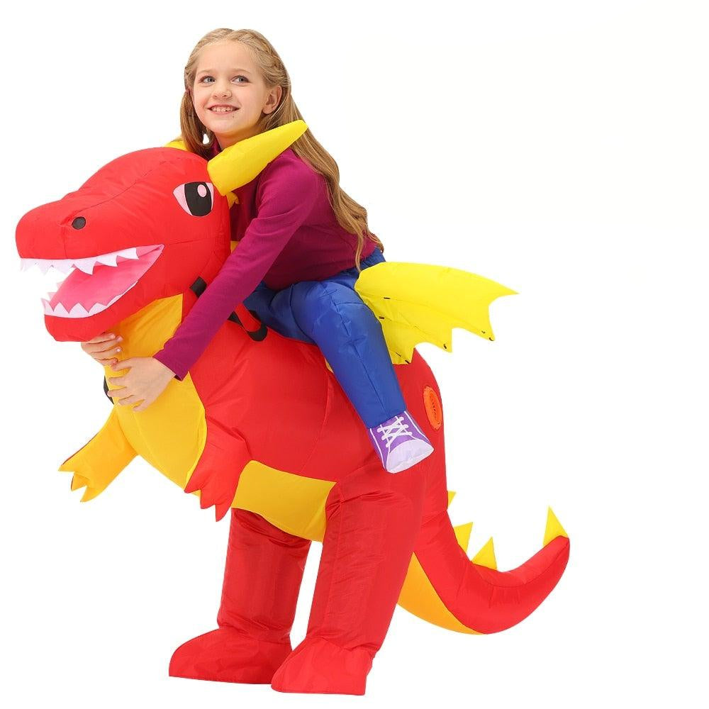 Costume Gonflable En Polyester Résistant Et Imperméable Pour Adultes Et Enfants Costumes Electro Paris Dragon rouge Grange