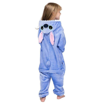 Onesie Enfant Stitch En Flanelle Douce Avec Capuche Et Détails Amusants Costumes Electro Paris