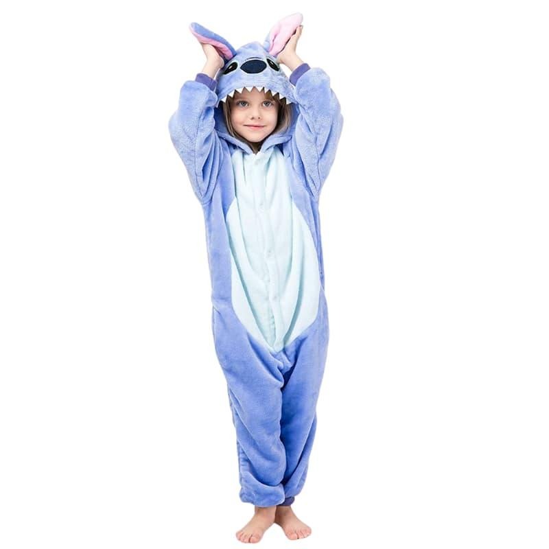 Onesie Enfant Stitch En Flanelle Douce Avec Capuche Et Détails Amusants Costumes Electro Paris