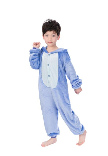 Onesie Enfant Stitch En Flanelle Douce Avec Capuche Et Détails Amusants Costumes Electro Paris