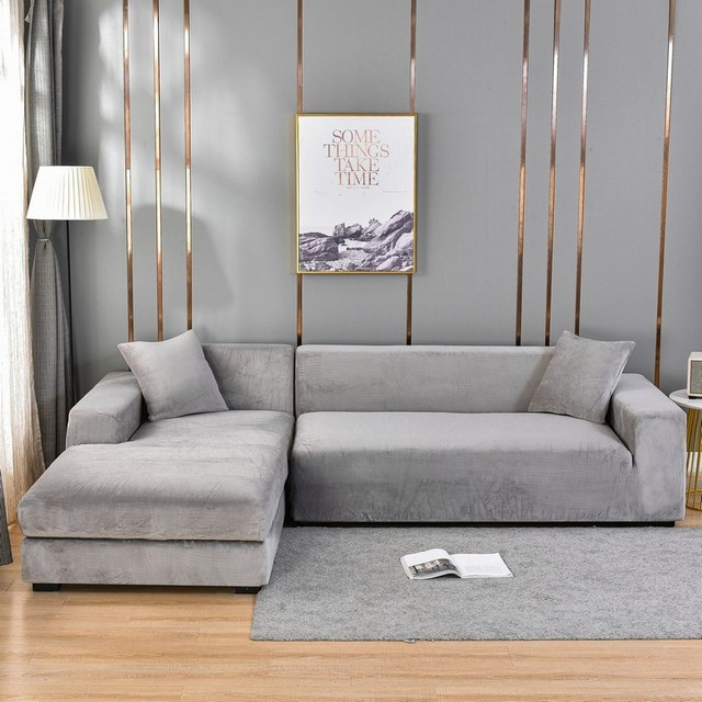 Housse de Canapé Universelle Complète Avec Protection Anti-Taches Et Élégance Maximale Sofa Cover Electro Paris Light Gray 1 seat (90 to 140 cm / 35.44 to 55.12 Inch)