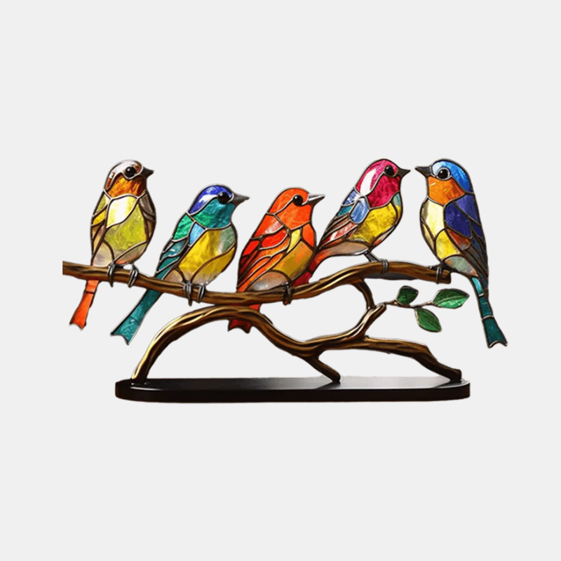 Décoration Sculpture d’Oiseaux Colorés en Verre Imitation Vitrail – Pièce Artistique Lumineuse pour Intérieur Sculpture Electro Paris Multicolore