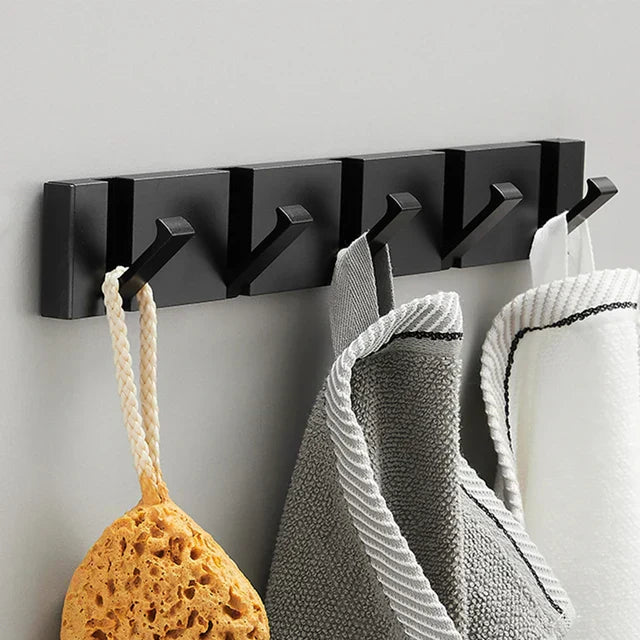 Crochet Mural Pliant en Acier Minimaliste – Élégance Fonctionnelle pour Espaces Modernes Kitchen Accessories Electro Paris Noir 5 crochets