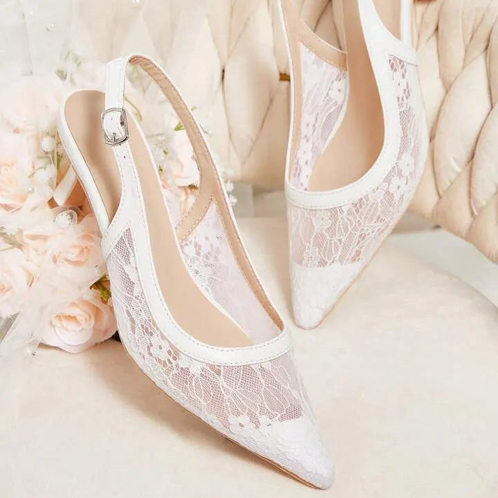 Chaussures À Talons – Élégantes Sandales À Talons En Dentelle High heels Electro Paris Blanc 36