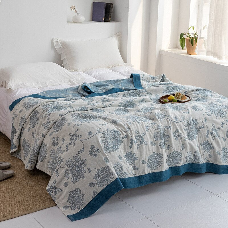 Plaid Ultra-Doux – Confort Douillet pour Toute la Maison Throws & Blankets Electro Paris Floral Blanc + Bleu 150x200cm