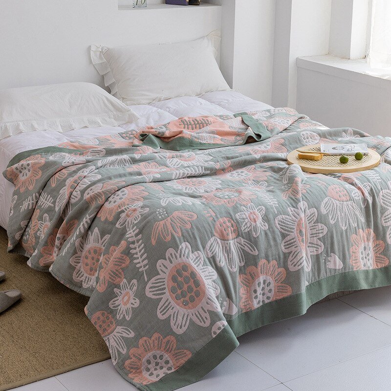 Plaid Ultra-Doux – Confort Douillet pour Toute la Maison Throws & Blankets Electro Paris Tournesols verts et roses 150x200cm
