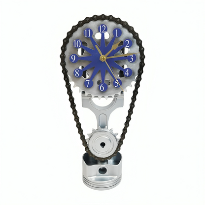Horloge De Bureau Avec Engrenages Métalliques Mobiles Et Design Industriel Pour Décoration Moderne Clock Electro Paris Bleu