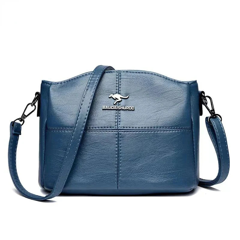 Sac En Cuir – Sac à Bandoulière Femme Élégant et Spacieux en Cuir Leather Bally Handbag Women Electro Paris Bleu clair
