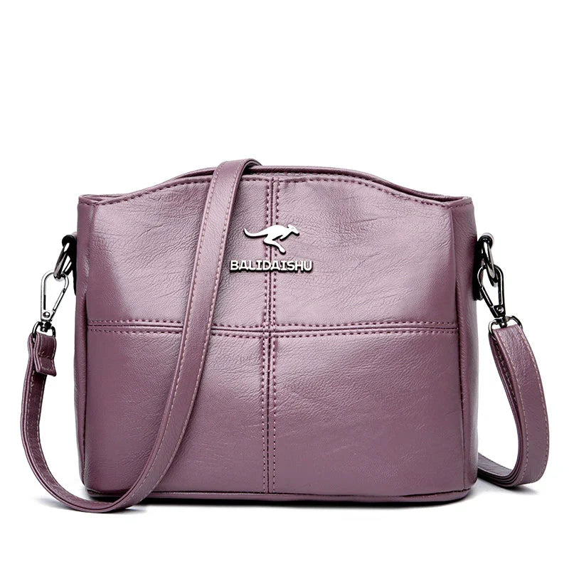 Sac En Cuir – Sac à Bandoulière Femme Élégant et Spacieux en Cuir Leather Bally Handbag Women Electro Paris Violet