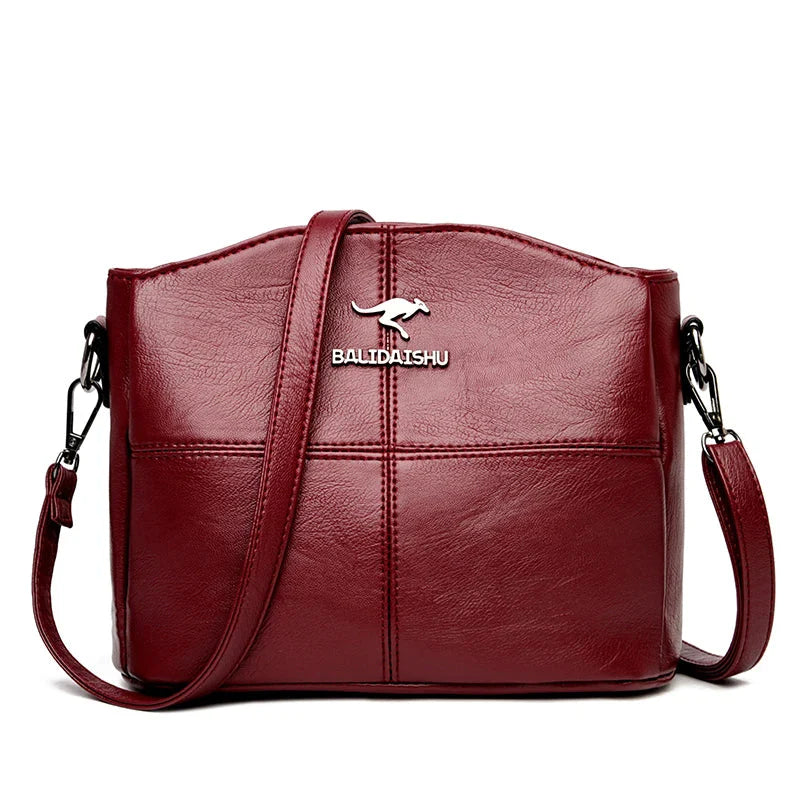 Sac En Cuir – Sac à Bandoulière Femme Élégant et Spacieux en Cuir Leather Bally Handbag Women Electro Paris Rouge