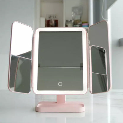 Miroir de Maquillage à LED Triple – Miroir Pliable Éclairé avec Grossissement Accents décoratifs Electro Paris