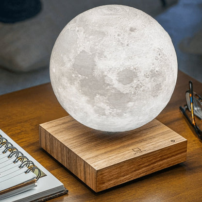 Lampe De Lune Magnétique 3D Flottante Avec Socle En Bois Naturel Table Lamp Electro Paris