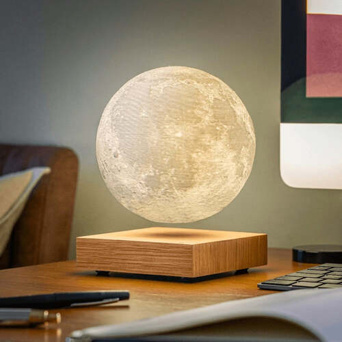 Lampe De Lune Magnétique 3D Flottante Avec Socle En Bois Naturel Table Lamp Electro Paris