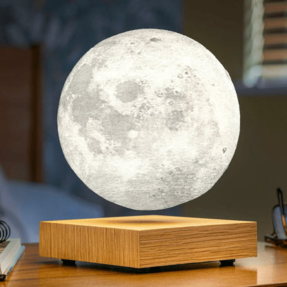 Lampe De Lune Magnétique 3D Flottante Avec Socle En Bois Naturel Table Lamp Electro Paris