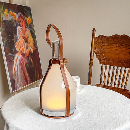 Lampe De Table En Verre Givré Moderne Avec Courroie En Cuir Pour Ambiances Élégantes Table Lamps Electro Paris