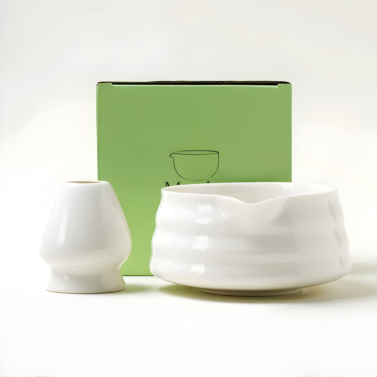 Ensemble Matcha Keramik Traditionnel Pour Cérémonie De Thé Japonaise Authentique Matcha maker Electro Paris Blanc Bol + porte fouet