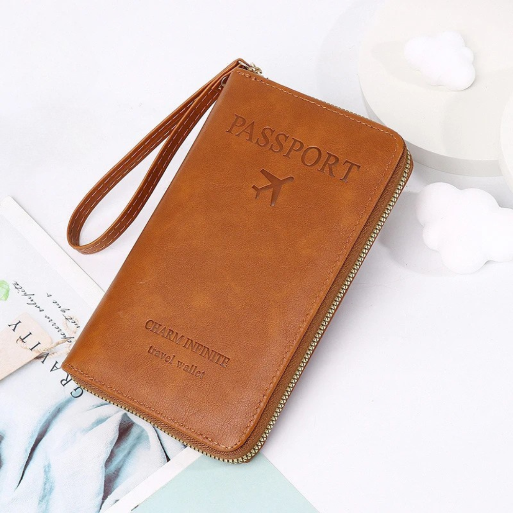Portefeuille RFID En Cuir Élégant Pour Voyageurs Modernes Et Organisation Optimale Passport holder Electro Paris Marron