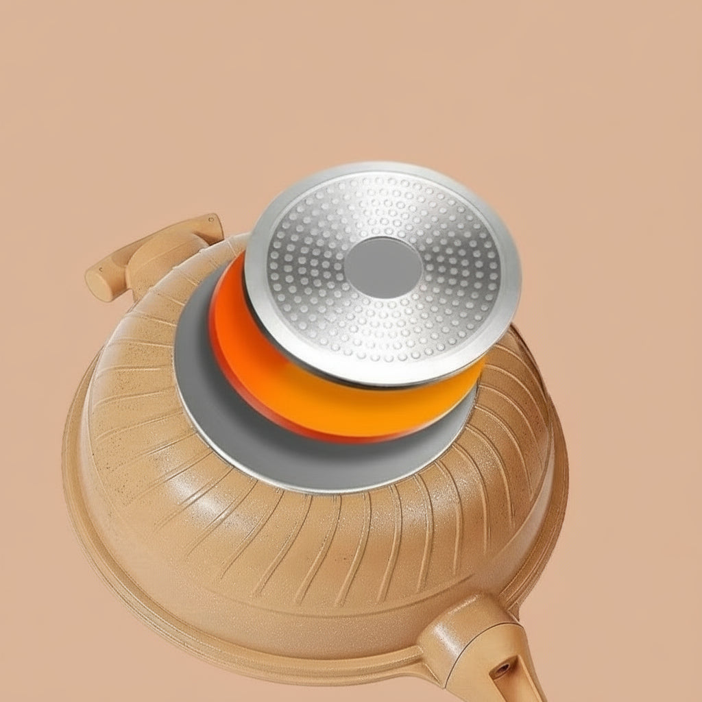 Wok en Fonte Polyvalent Pour Cuisson Rapide, Saine Et Pleine De Saveurs Avec Panier Vapeur Iron Wok Cooking Pro Electro Paris