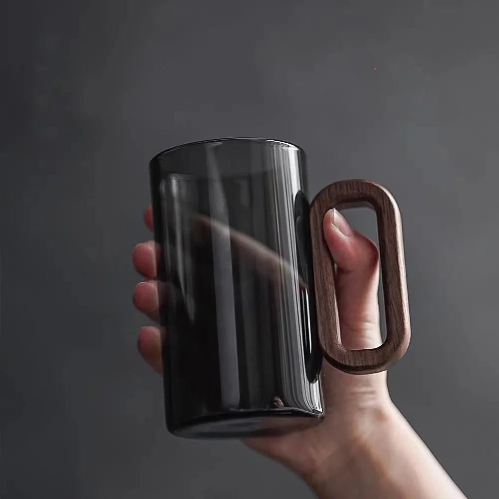 Tasse Moderne en Verre avec Poignée en Bois Naturel Mug Electro Paris