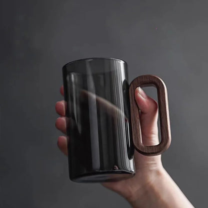 Tasse Moderne en Verre avec Poignée en Bois Naturel Mug Electro Paris