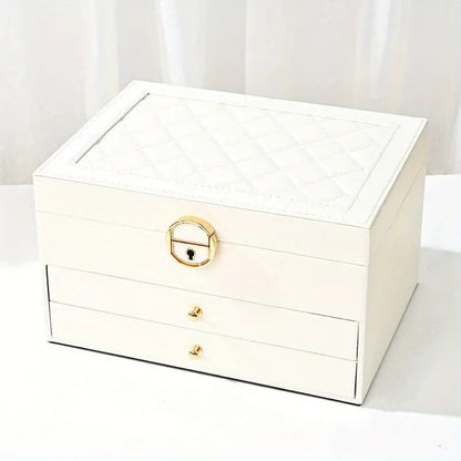 Boîte À Bijoux En Cuir Multicouche Pour Femme Élégante Et Pratique Organisateurs de bijoux Electro Paris Blan