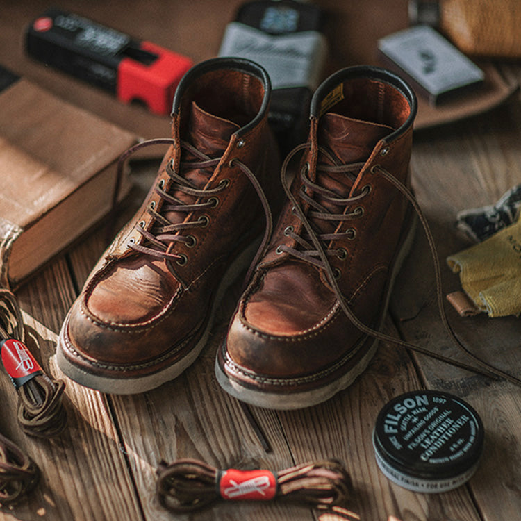 Bottes De Travail En Cuir Pleine Fleur Pour Homme Avec Bout Mocassin Et Style Rétro Résistant Boots Electro Paris