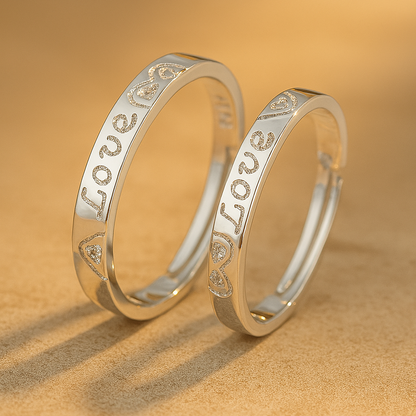 Bagues de Couple en Argent – Ensemble Ajustable avec Motif Cœur Symbolisant l’Amour Éternel Jewelry Ring Standard Electro Paris Pour l'union éternelle
